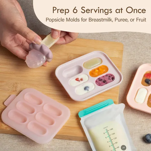 Miniatura 4 de Alimentador de frutas para bebé Moonkie con bandeja para congelador, alimentador de alimentos de silicona libre de BPA para alimentación autónoma