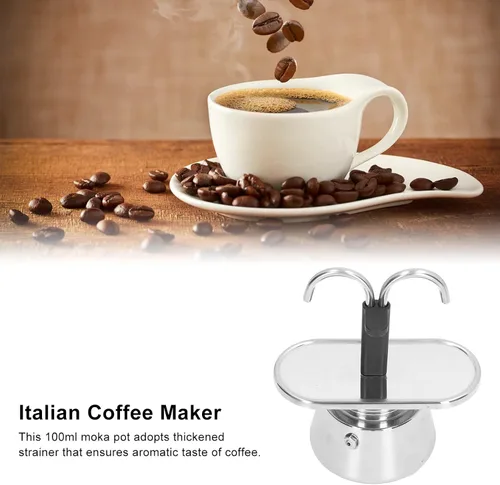Miniatura 8 de TOPINCN Olla de moka de doble tubo de 3.4 fl oz, cafetera cubana para hacer expresos, capuchino y café con leche, tazas y tazas de té, tazas
