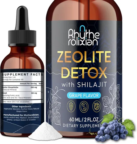 Gotas de Desintoxicación de Zeolita Rhytherolixian – | Mineral Shilajit con Ácido Fúlvico y Húmico | Limpieza de Hígado e Intestino | Suplemento