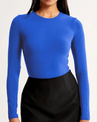 Miniatura 4 de Beumissy Camisas básicas de manga larga con cuello cuadrado para mujer, ajustadas, con doble forro