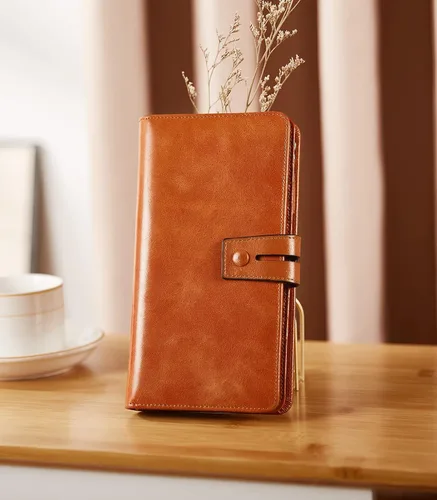 Miniatura 7 de BOSTANTEN Carteras de cuero para mujer con bloqueo RFID de gran capacidad tarjetero triple para mujer