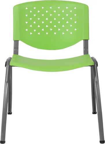 Miniatura 8 de BizChair Casa y Oficina Silla de Pila de Plástico Verde con Respaldo Perforado - Silla de Invitados