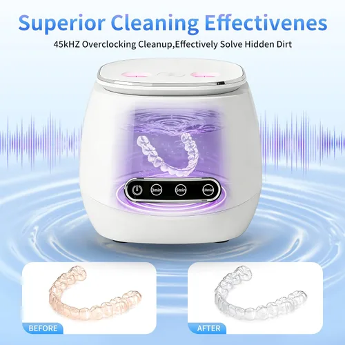 Miniatura 3 de Nueva máquina limpiadora de retenedores ultrasónicos, cápsula de limpieza dental de 45 khz para dentaduras, alineadores, protectores bucales
