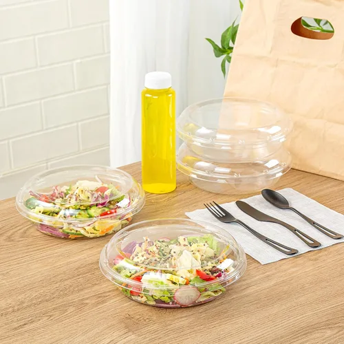 Miniatura 10 de Restaurantware Thermo Tek - Platos para servir de 7.5 x 2.4 pulgadas con tapas, 100 bandejas desechables para verduras, redondas para fiestas