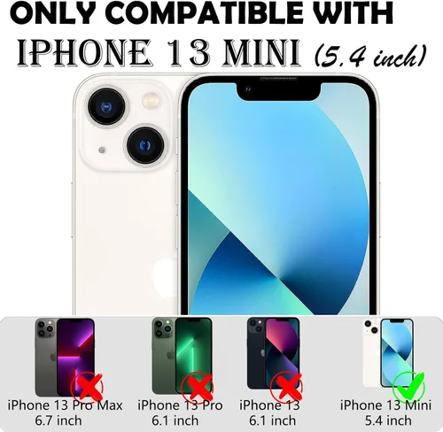 Miniatura 7 de Funda para iPhone 13 Mini con 2 protectores de pantalla, protección contra caídas a prueba de golpes, cuerpo completo, resistente, 3 capas, militar