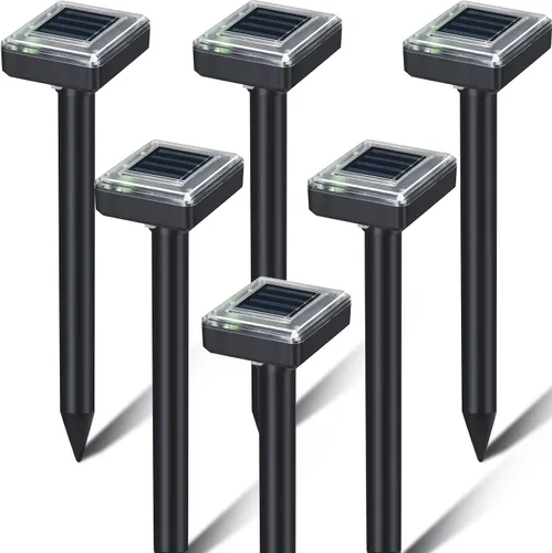Miniatura 8 de Repelente de topos para césped, con energía solar, repelente de topos, repelente ultrasónico, impermeable, estacas de serpientes para exteriores