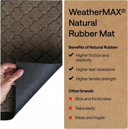 Miniatura 6 de Gorilla Grip WeatherMax - Tapete para todas las estaciones, impermeable, 17 x 29 pulgadas, goma natural duradera, resistente a manchas y Latte