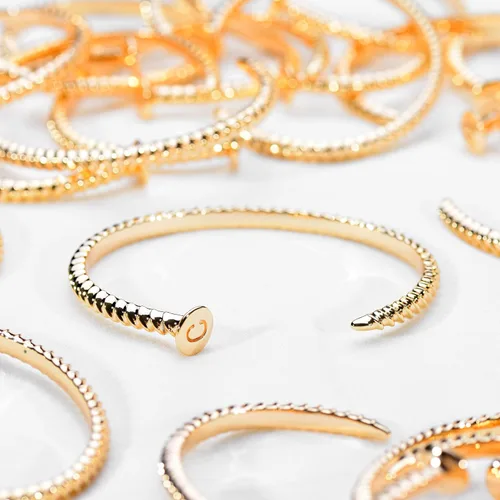 Miniatura 6 de Bemoly Pulsera de uñas para mujer, chapada en oro de 14 quilates, pulsera con inicial de tornillo, regalos inspiradores para niñas, pulsera ajustable