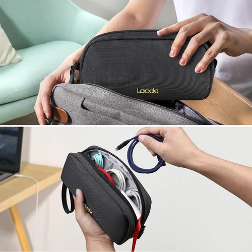 Miniatura 6 de Lacdo Organizador de artículos electrónicos, estuche de viaje, organizador de cables para artículos esenciales, resistente al agua, accesorios