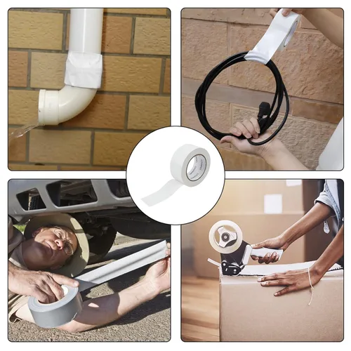 Miniatura 2 de COSIMIXO Paquete de 5 Cintas Adhesivas Tipo Duct Tape Blancas de Uso Pesado, 2 pulgadas x 30 yardas, Fuerte, Flexible, Sin Residuos, Todo Clima y se