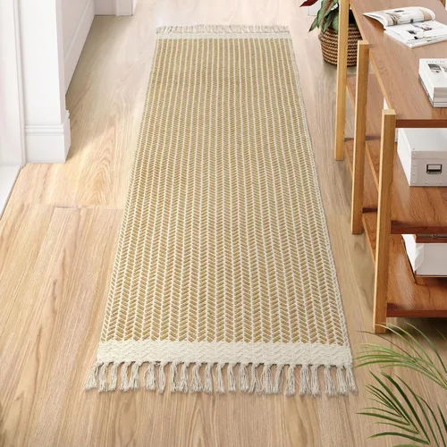 Miniatura 15 de Lahome Alfombras de baño bohemias, alfombra pequeña de 2 x 3 pies, alfombra ligera para entrada, alfombra de algodón tejida con borlas, alfombra