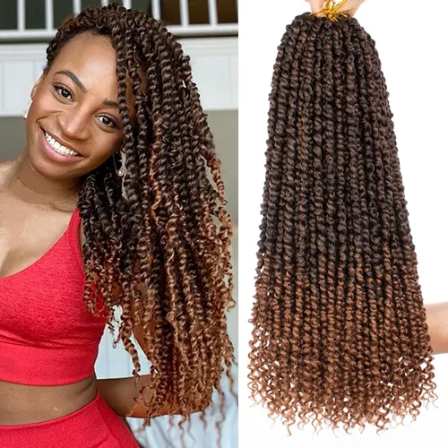 Miniatura 18 de Leeven Paquete de 8 paquetes de cabello de ganchillo pret wisted Passion Twist de 10 pulgadas, color negro natural, extensiones de cabello corto