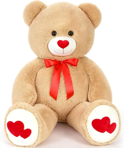 Miniatura 34 de MaoGoLan Oso de peluche gigante de 52" Oso de peluche - Te amo Corazón rojo Oso de peluche grande para regalo de San Valentín, aniversario, larga