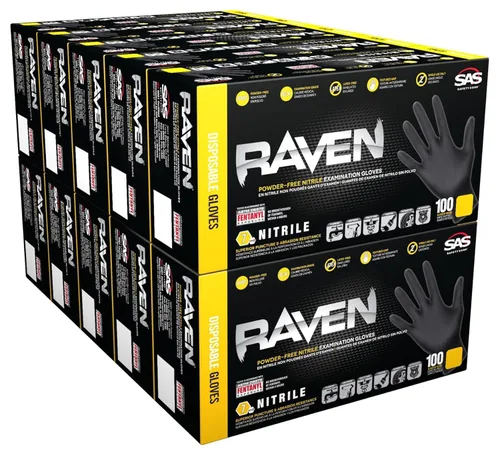 Miniatura 10 de SAS Raven - Guantes desechables de nitrilo sin polvo, 10 cajas/100 unidades de consumo, 1000 guantes en total, 7 mil - sm, sin látex, productos