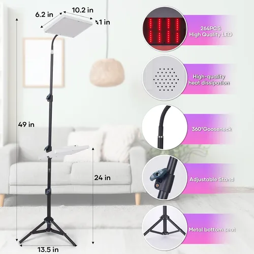 Miniatura 5 de Luz de cultivo de plantas para interiores, 264 luces LED de espectro completo con soporte de trípode ajustable con control remoto y función