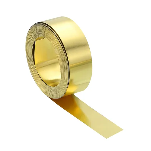 Miniatura 100 de uxcell Rollo de lámina de latón, 40 x 2 x 0.016 pulgadas, rollo de lámina de latón intermitente de metal para manualidades, reparaciones
