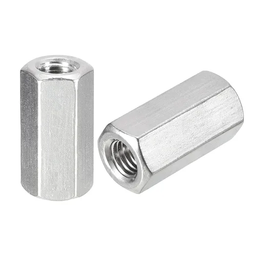 Miniatura 9 de uxcell Tuercas de acoplamiento M8 x 1.25 de paso de 1.181 in de longitud, 2 tuercas de acoplamiento de varilla hexagonal métrica de acero inoxidable