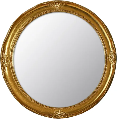 Funerom Espejo de Pared Decorativo Vintage Espejo Colgante Redondo (Dorado, 12.2 pulgadas)