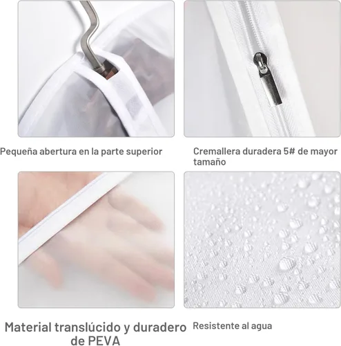 Miniatura 2 de Bolsas de ropa para colgar ropa, bolsa de traje transpirable (juego de 12) fundas con cremallera, bolsas de ropa de PEVA, bolsas protectoras
