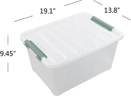 Miniatura 2 de Paquete de 6 cubos organizadores de plástico, caja de almacenamiento con cierre con asas Transparente, para cocina, oficina, dormitorio