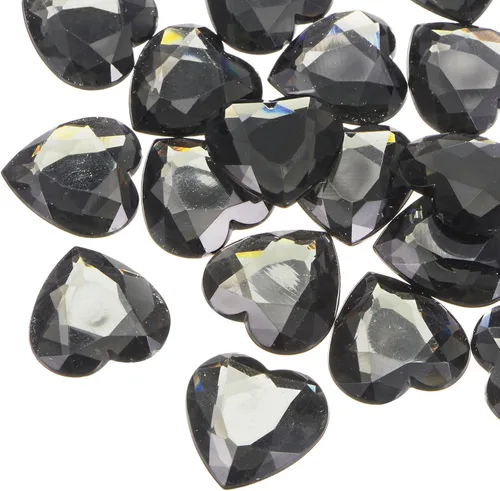Miniatura 23 de MECCANIXITY 20 piezas de diamantes de imitación acrílicos de corazón de 0.787 pulgadas (0.787 in) con parte trasera plana, gemas de plástico