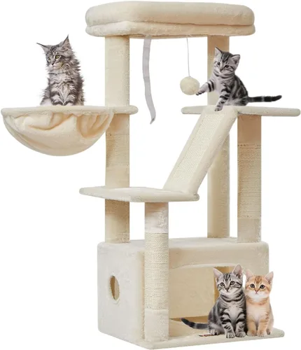 Miniatura 8 de Taoqimiao Árbol para gatos, torre para gatos de 38.5 pulgadas para gatos de interior, adecuado para gatitos con lujoso condominio para gatos