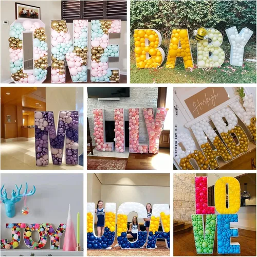 Miniatura 7 de 3 pies de alto Letras enormes con marco para mosaicos de globos, letras iluminadas con marco, tabla de espuma troquelada precortada, letras L