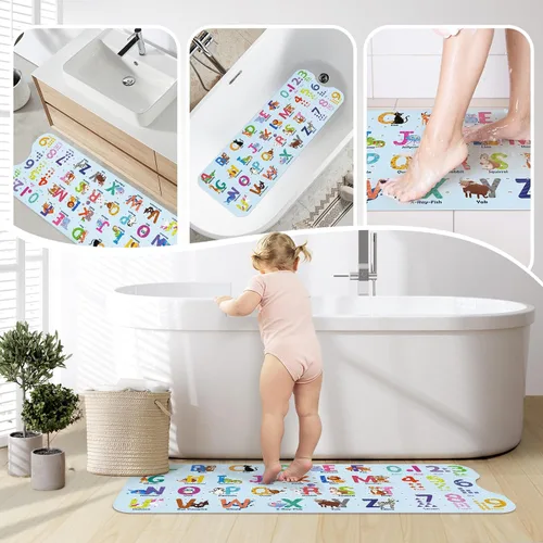 Miniatura 7 de SHUCHING Tapete de baño para bebé antideslizante de 40 x 16 pulgadas, tapete de baño para niños, sin moho, tapete de ducha antideslizante para baño