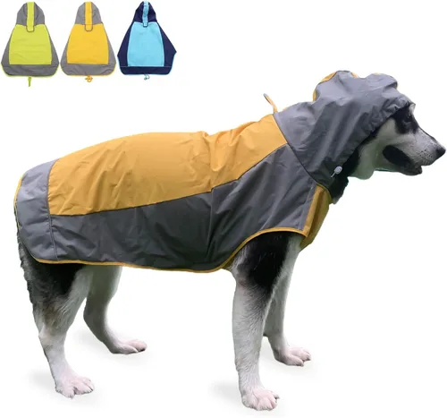 Impermeable para perro, chaqueta impermeable para perro, chaqueta reflectante para perro con capucha, poncho ligero para perro, abrigo de lluvia