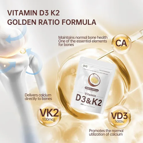 Miniatura 4 de 300 unidades de vitamina D3 K2 5000 UI + 100 mcg, aceite de coco, sin gluten, sin OGM, sin soja