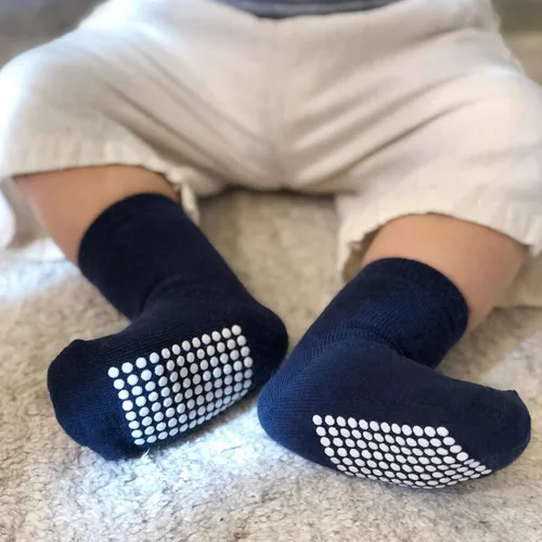 Miniatura 5 de JAKIDAR Paquete de 12 calcetines de algodón para bebés, calcetines para niños pequeños, antideslizantes, parte inferior