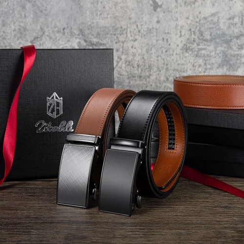 Miniatura 6 de Zitahli Cinturón de trinquete para hombre, cinturón de cuero para hombre, 2 paquetes con cinturón marrón y negro de 1 38 pulgadas en caja de regalo