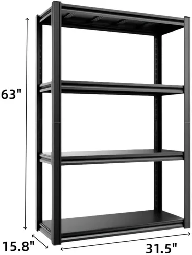 Miniatura 3 de Estantería de garaje de 4 niveles, 31.5 pulgadas de ancho x 15.8 pulgadas de profundidad x 63 pulgadas de alto, estantes de almacenamiento de 2000