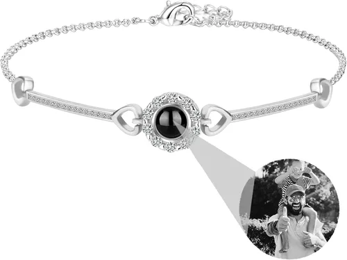 Miniatura 46 de Godchoices Pulsera de fotos personalizada, pulsera de proyección de fotos con imagen en el interior, collar con texto en inglés "I Love You