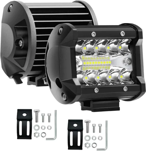 Willpower - Barra de luz led de 10.2 cm y 60 W, luces de triple fila impermeables para conducción todoterreno, combo de foco y proyección, luces