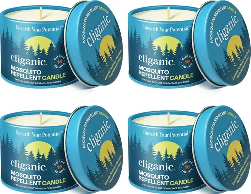 Miniatura 9 de Cliganic Vela Repelente de Mosquitos Natural (Paquete de 2) Citronela, Sin DEET, Infundida con Aceites Esenciales para Exteriores, Camping Quema