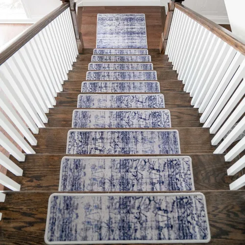 Miniatura 17 de Benissimo, Alfombras antideslizantes para peldaños de escalera, juego de 13 (9 x 32 pulgadas), para peldaños de madera de interior, diseño impreso