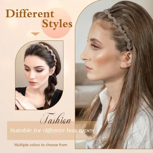 Miniatura 3 de Auseibeely 6 diademas en zigzag para mujer, diadema ondulada antideslizante con dientes, diadema de plástico en forma de U para niñas, adolescentes