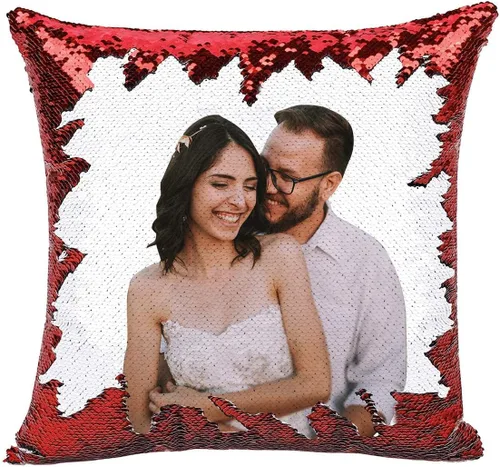 Miniatura 8 de LingLing Design - Almohada personalizada de lentejuelas, almohadas de fotos personalizadas, decoración mágica reversible del hogar, regalos
