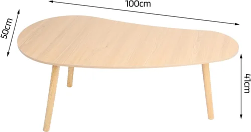 Miniatura 2 de Mesa de centro pequeña, mesa de té moderna de mediados de siglo para sala de estar, mesa de centro de exhibición minimalista, mesa de madera ovalada