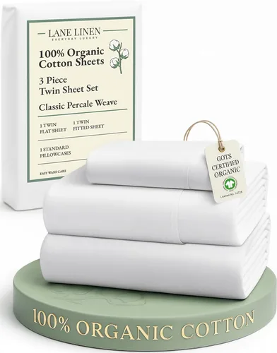 Miniatura 107 de LANE LINEN Sábanas 100% algodón orgánico para cama tamaño King, sábanas de percal suave, transpirables, de lujo, estilo hotelero, lavables a 09