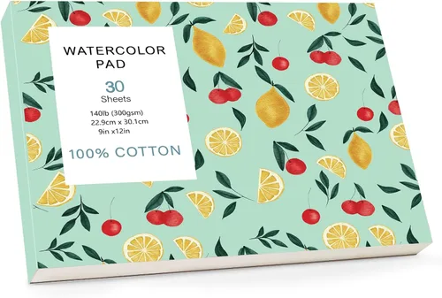 Miniatura 8 de 30 hojas de papel para acuarela, bloc de papel para acuarela A5 (8.3 x 5.8) prensado en frío, papel para acuarela de 140 lb/300 g/m² desgarrable
