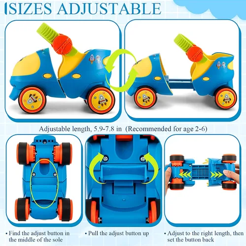 Miniatura 2 de VioraWhite 4-in-1 Toddler Roller Skates for Girls Boys Age 3-5 2-6, Adjustable Kids Quad Skates with Safe Lock Mode, with Knee Elbow Pads Wrist