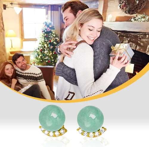 Miniatura 18 de Jade Earrings Studs,Green Jade Earrings for Women,925 Sterling Silver Earrings Studs for Sensitive Ears,Handmade Jade Earrings for Birthday