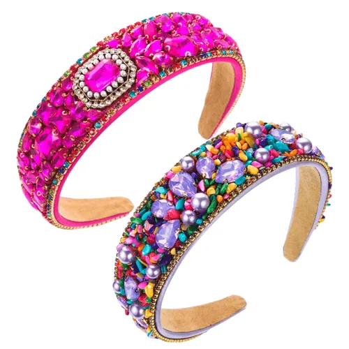 Miniatura 9 de Diadema de moda para mujer, hermosa diadema retro con diamantes de imitación de cristal, accesorios para mujeres y niñas (diadema 3)