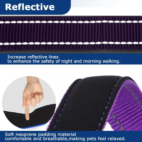 Miniatura 3 de Collar acolchado para perro, collar personalizado de neopreno suave para mascotas, nombre y número de teléfono bordado personalizado para mascotas