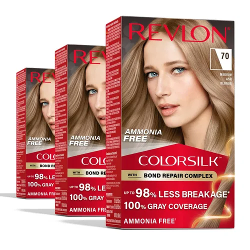 Revlon ColorSilk with Bond Repair Complex, color permanente para el cabello rubio, cobertura 100 % de las canas, tinte para el cabello sin amoníaco,