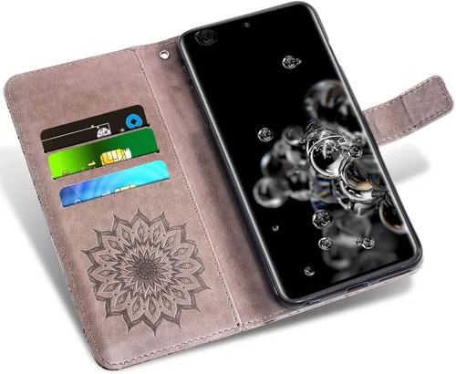 Miniatura 3 de Funda de teléfono para Samsung Galaxy S20 Ultra 5G con protector de pantalla de vidrio templado, funda de cuero con tapa para tarjetero, accesorios
