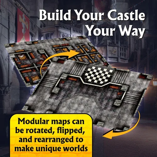 Miniatura 2 de Arcknight Los mapas de batalla de juego de rol del castillo de Graystone; 16 mapas modulares RPG en 8 páginas de doble cara, cuadrícula cuadrada