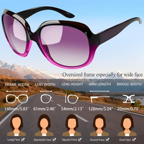 Miniatura 81 de Joopin Lentes de sol de gran tamaño para mujer, polarizados, grandes, para conducción, protección UV, grandes sombras
